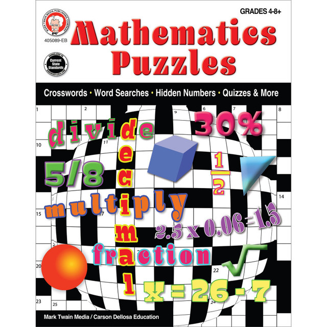 CARSON DELLOSA EDUCATION Mark Twain Media Mathematics Puzzles Workbook