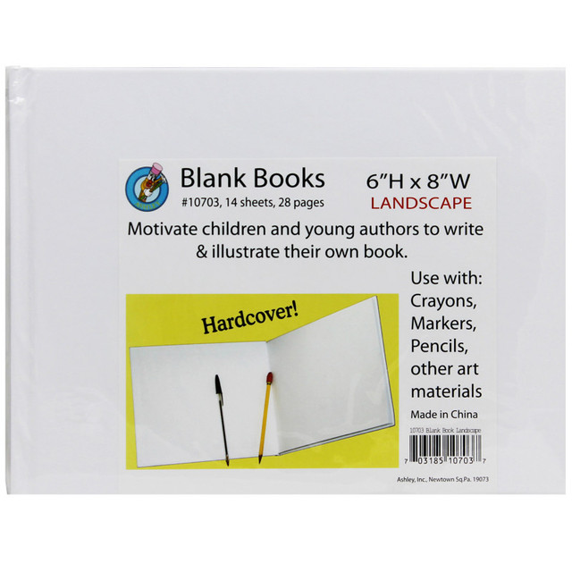 ASHLEY PRODUCTIONS Ashley Productions® Hardcover Blank Book, 8" x 6" Landscape, White