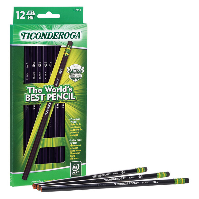 DIXON TICONDEROGA CO Ticonderoga® Wood-Cased Pencils, Black, 12 Count