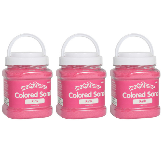 LEARNING ADVANTAGE READY 2 LEARN™ Colored Sand - Pink - 2.2 lb. Jar - Pack of 3