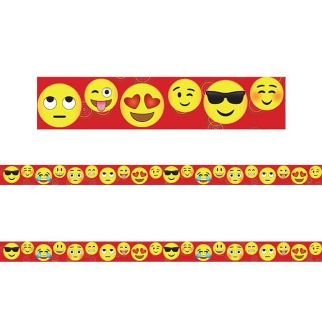 ADVANTUS Charles Leonard Borders/Trims, Magnetic, Rectangle Cut - 1-1/2" x 24", Emotion Icon Theme, 24' per Pack, 2 Packs