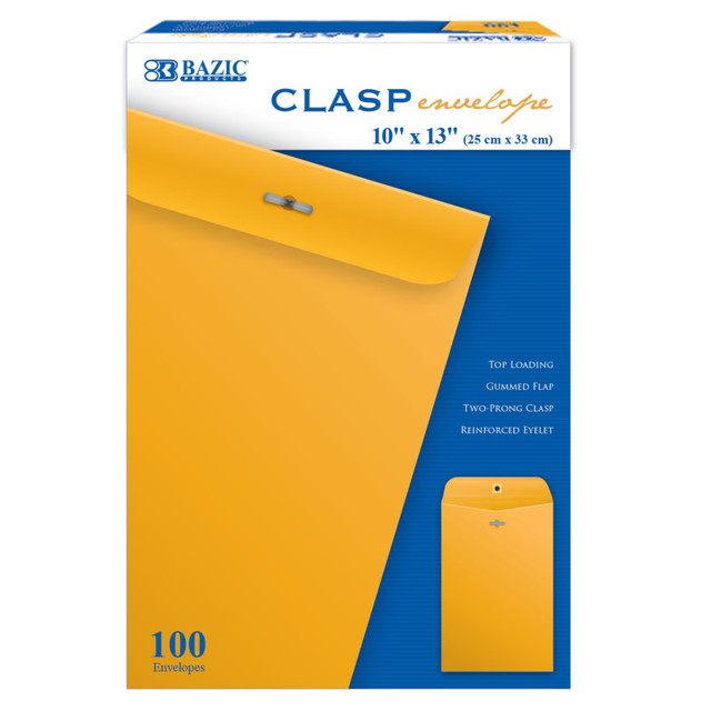 BAZIC PRODUCTS BAZIC Products® Clasp Envelopes, 10" x 13", Pack of 100 BAZIC PRODUCTS BAZIC Products® Clasp Envelopes, 10" x 13", Pack of 100