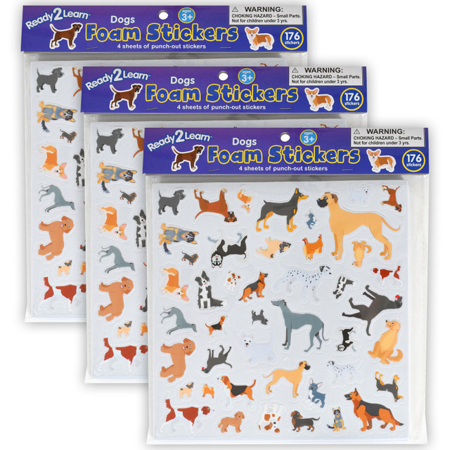 LEARNING ADVANTAGE READY 2 LEARN™ Foam Stickers - Dogs -176 Per Pack - 3 Packs