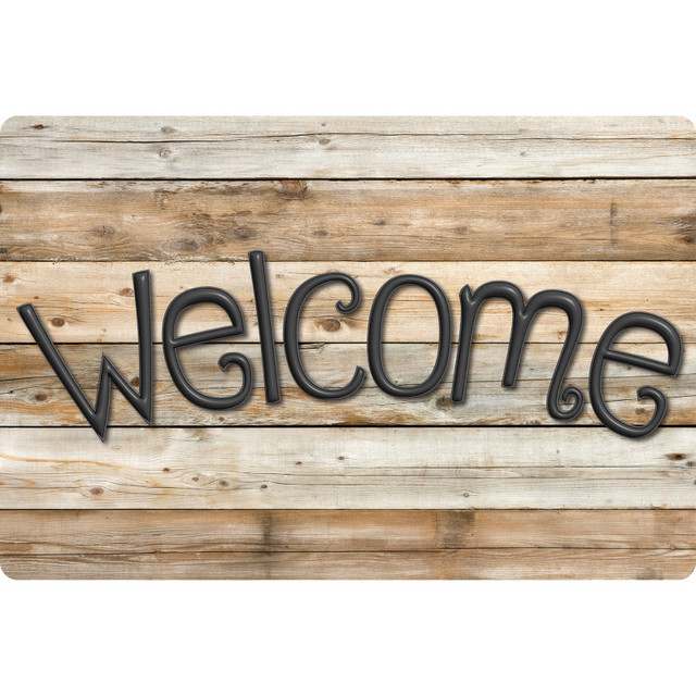 ASHLEY PRODUCTIONS Ashley Productions® Smart Poly™, The Original Fun Mat™, Welcome Mat, 15.5" x 23.5", Natural Wood Plank, Welcome