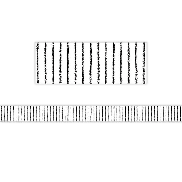 TEACHER CREATED RESOURCES Teacher Created Resources® White With Black Pinstripes Straight Border Trim, 35 Feet