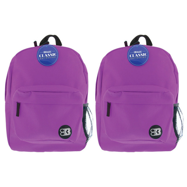 BAZIC PRODUCTS BAZIC Products® Classic Backpack 17" Purple, Pack of 2