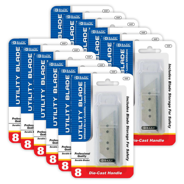 BAZIC PRODUCTS BAZIC Products® Utility Knife Replacement Blades, 8 Per Tube, 12 Tubes
