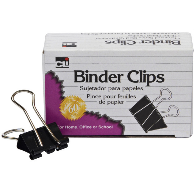 ADVANTUS Charles Leonard Binder Clips, Medium, 5/8 Capacity, Black/Silver, 12/Box