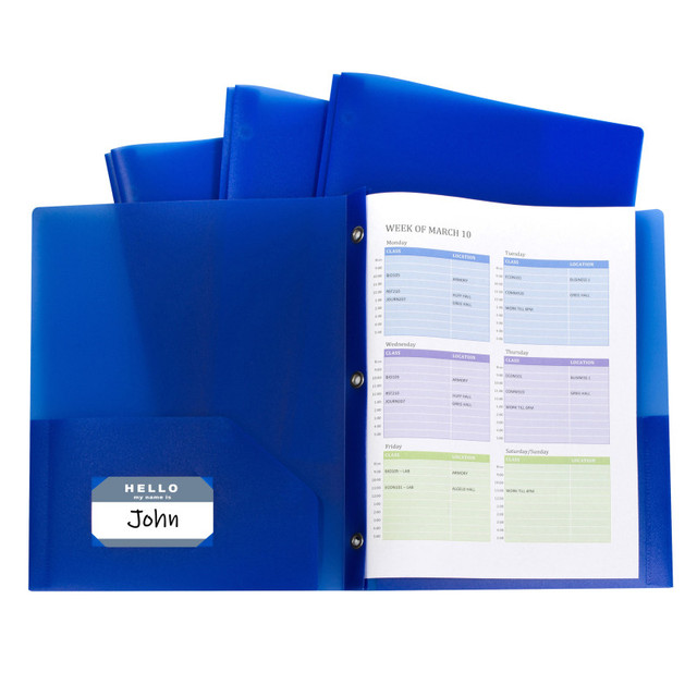 C-LINE PRODUCTS INC C-Line® Two-Pocket Heavyweight Poly Portfolio Folder with Prongs, Blue, Pack of 10