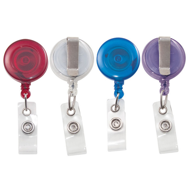 ADVANTUS Advantus® Retractable ID Card Reels with Badge Straps, Assorted, Pack of 4