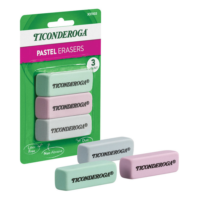 DIXON TICONDEROGA CO Ticonderoga® Pastel Wedge Eraser, 3 Count