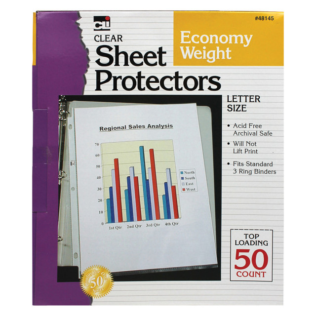 ADVANTUS Charles Leonard Top Loading Sheet Protectors, Clear, 50 Sheets