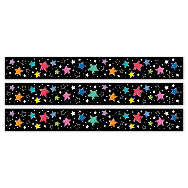 CREATIVE TEACHING PRESS Creative Teaching Press® Star Bright Colorful Stars on Black EZ Border, 48 Feet Per Pack, 3 Packs