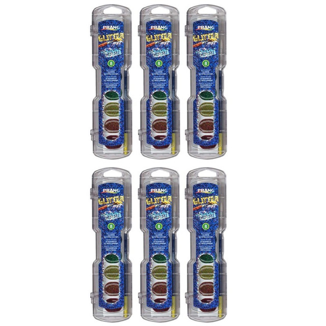 DIXON TICONDEROGA CO Prang® Washable Watercolors Set, 8 Assorted Glitter Colors w/Brush, Pack of 6