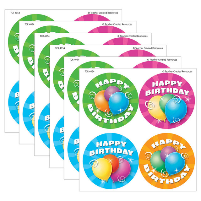 TEACHER CREATED RESOURCES Teacher Created Resources® Birthday Wear 'Em Badges, 32 Per Pack, 6 Packs