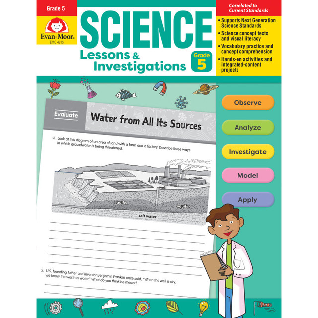 CARSON DELLOSA EDUCATION Evan-Moor Educational Publishers Science Lessons and Investigations, Grade 5