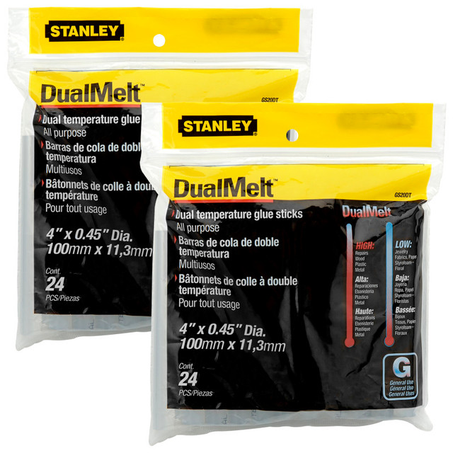 AMAX Stanley® Dual Temperature Glue Sticks, 7/16 in x 4 in, 24 Per Pack, 2 Packs