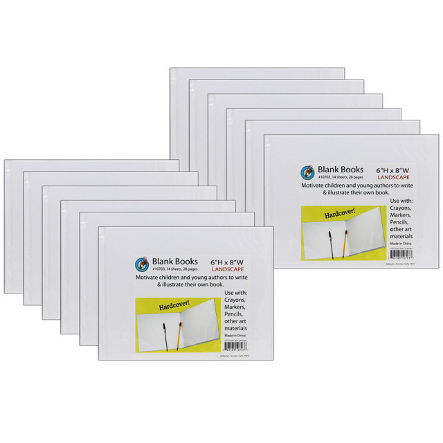 ASHLEY PRODUCTIONS Ashley Productions® Hardcover Blank Book, 8" x 6" Landscape, White, Pack of 12