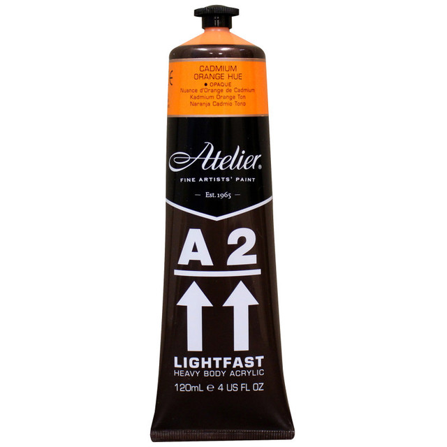 CHROMA INC Atelier A2 Heavy Body Lightfast Artist Acrylic, 4 oz., Cadmium Orange Hue
