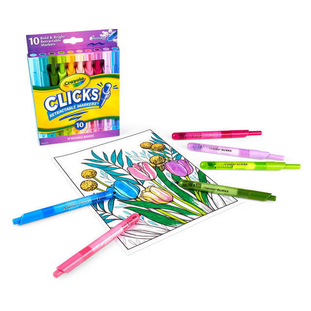 CRAYOLA LLC Crayola® Washable CLICKS Retractable Markers, Bold/Bright Colors, 10 Count