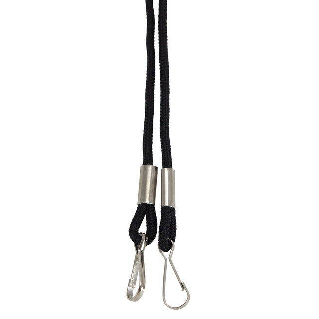 BAUMGARTENS INC SICURIX Lanyard, Rope Style, 2 J Hooks, Black, Pack of 24