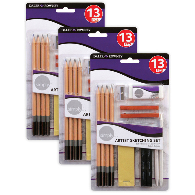 DIXON FINE ART Daler-Rowney Simply... Sketching Pencils Set, 13 Per Set, 3 Sets