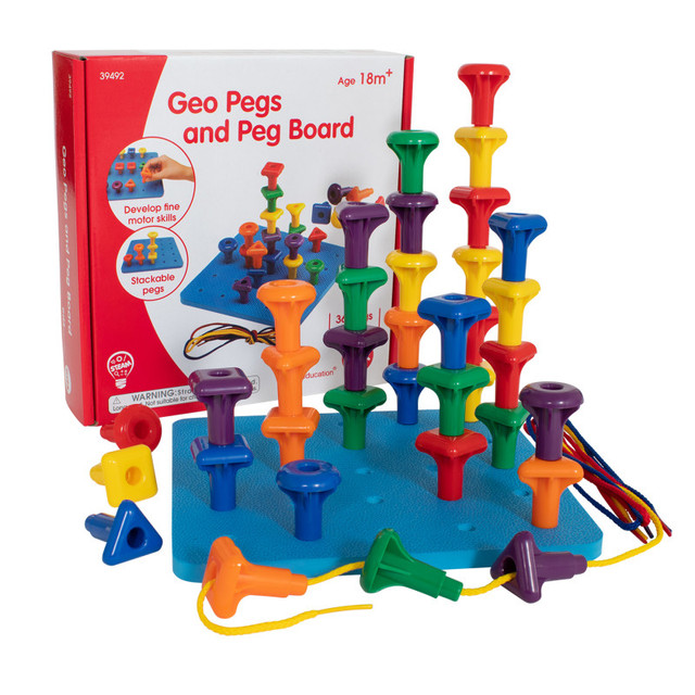 LEARNING ADVANTAGE edxeducation® Stacking Shape Pegs & Pegboard Set