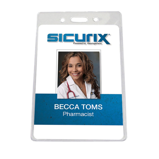 BAUMGARTENS INC SICURIX ID Badge Holder, Government/Military, Vertical, Pack of 50