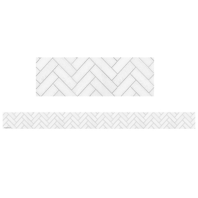 TEACHER CREATED RESOURCES Teacher Created Resources® Modern Farmhouse White Herringbone Straight Border Trim, 35 Feet