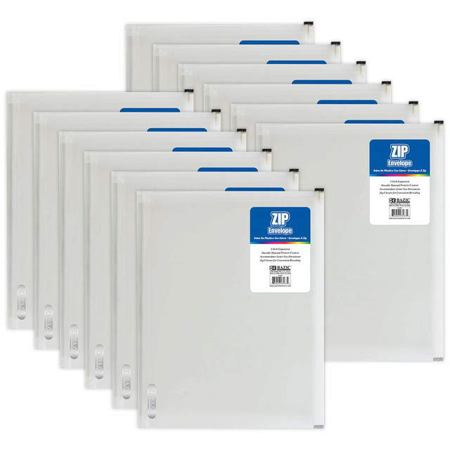 BAZIC PRODUCTS BAZIC Products® Clear Letter Size Zip Envelope, Pack of 12