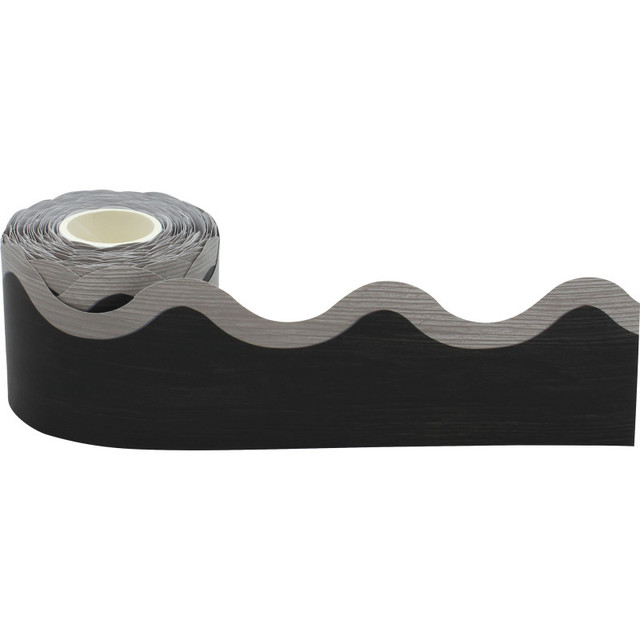 TEACHER CREATED RESOURCES Teacher Created Resources® Modern Farmhouse Black with Gray Scalloped Rolled Border Trim, 50 Feet