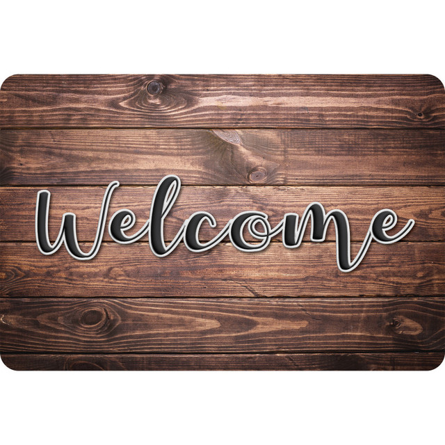 ASHLEY PRODUCTIONS Ashley Productions® The Original Fun Mat™, Welcome Mat, 15.5" x 23.5", Rustic Wood Welcome