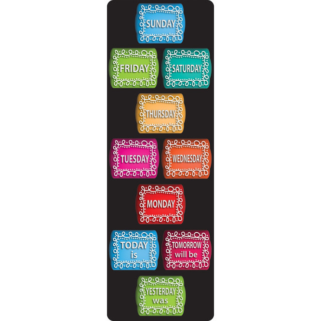 ASHLEY PRODUCTIONS Ashley Productions® Smart Poly™, The Original Fun Mat™, Mat Runner, 15.5" x 47", Days of the Week, Chalk Loop