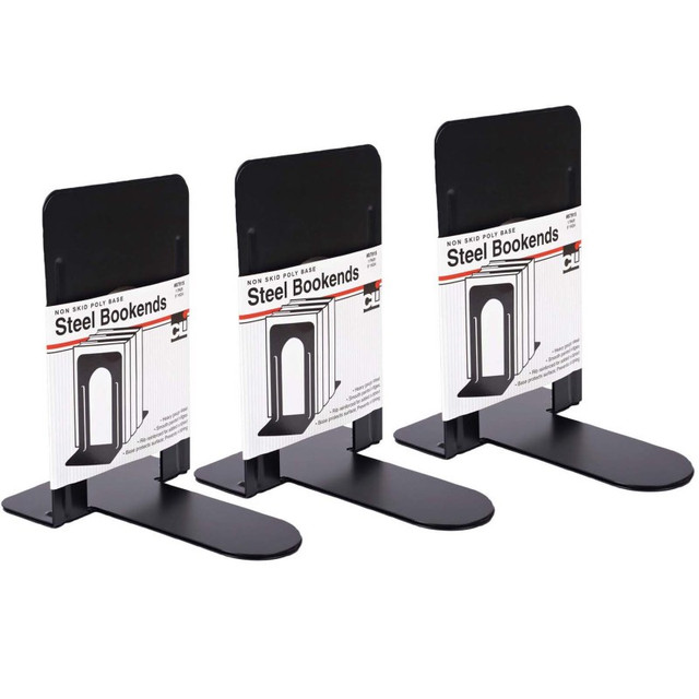 ADVANTUS Charles Leonard Bookends, 9" Height, Black, 2 Per Set, 3 Sets
