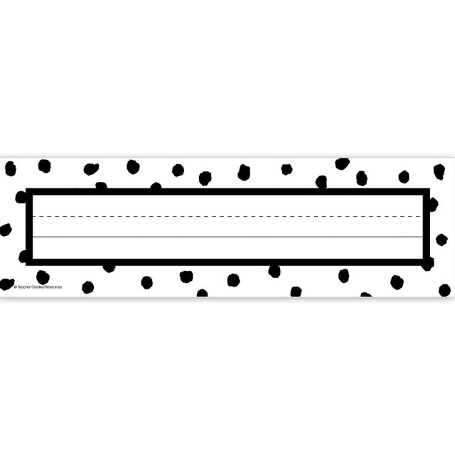 TEACHER CREATED RESOURCES Teacher Created Resources® Black Painted Dots on White Flat Name Plates, 11-1/2" x 3-1/2", Pack of 36