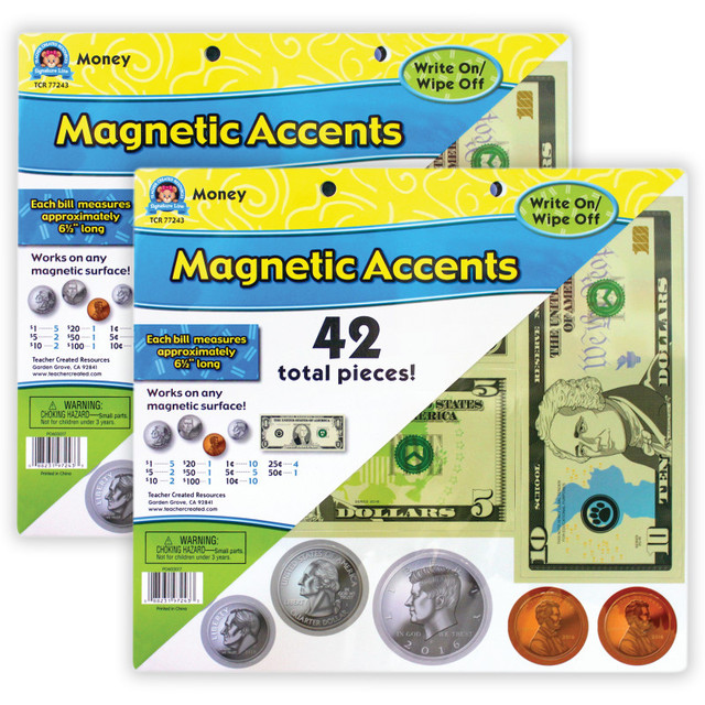 TEACHER CREATED RESOURCES Teacher Created Resources® Money Magnetic Accents, 42 Per Pack, 2 Packs TEACHER CREATED RESOURCES Teacher Created Resources® Money Magnetic Accents, 42 Per Pack, 2 Packs