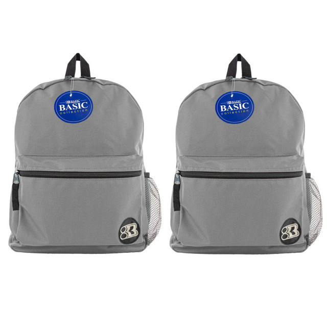 BAZIC PRODUCTS BAZIC Products® 16" Basic Backpack, Gray, Pack of 2