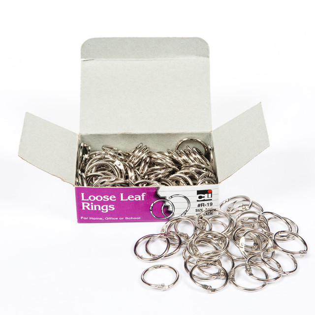 ADVANTUS Charles Leonard Loose Leaf Rings with Snap Closure, Nickel Plated, 3/4 Inch Diameter, 100/Box
