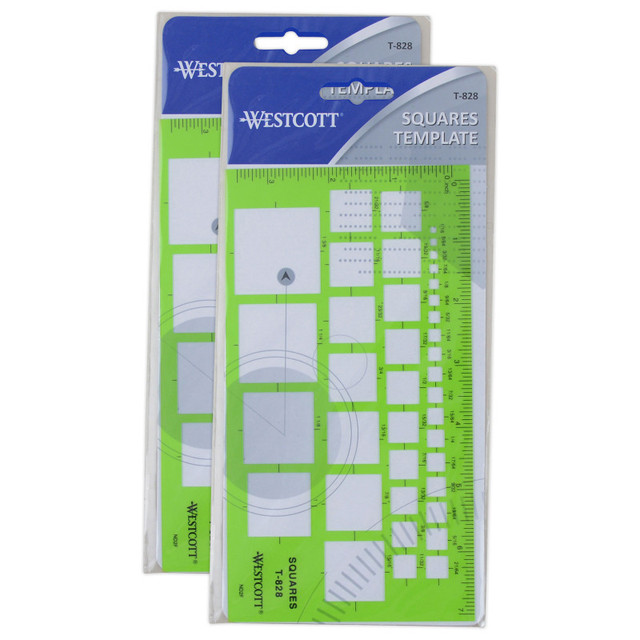 ACME UNITED CORPORATION Westcott® Technical Squares Drawing & Drafting Template, Pack of 2