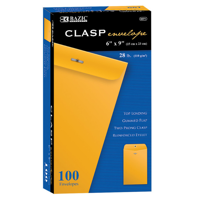 BAZIC PRODUCTS BAZIC Products® Clasp Envelope, 6" x 9", Box of 100 BAZIC PRODUCTS BAZIC Products® Clasp Envelope, 6" x 9", Box of 100
