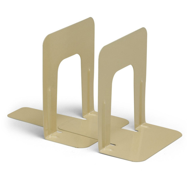 ADVANTUS Charles Leonard Bookends with Non-Skid Base, 9" Steel, Tan, 1 Pair