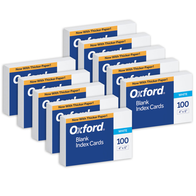 TOPS PRODUCTS Oxford® Blank Index Cards, 4" x 6", White, 100 Per Pack, 10 Packs