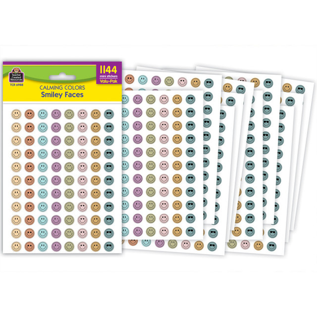TEACHER CREATED RESOURCES Teacher Created Resources® Calming Colors Smiley Faces Mini Stickers Valu-Pak, Pack of 1144