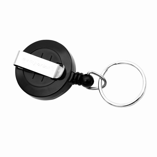 BAUMGARTENS INC SICURIX Standard Round ID Badge Reel with Belt Clip & Key Ring, Black