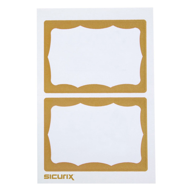 BAUMGARTENS INC SICURIX Adhesive Badges, Gold Border, Pack of 100