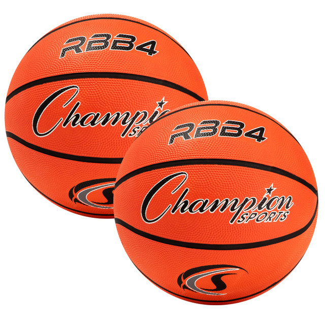 CHAMPION SPORTS Champion Sports Intermediate Rubber Basketball, Size 6, Orange, Pack of 2