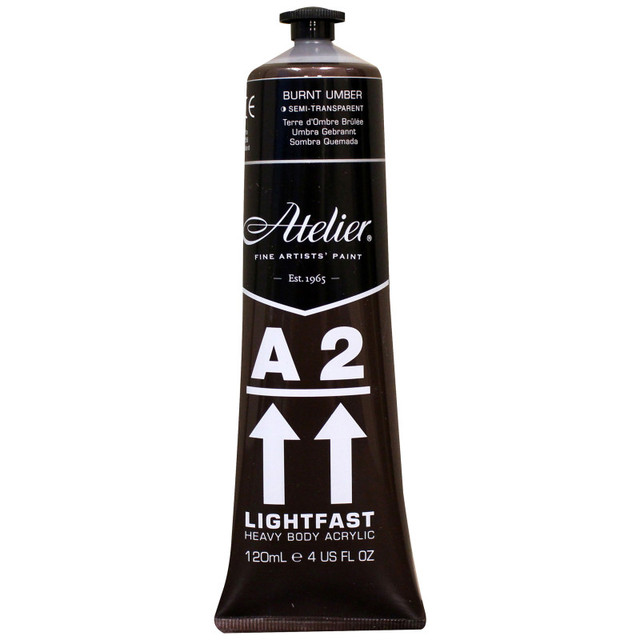 CHROMA INC Atelier A2 Heavy Body Lightfast Artist Acrylic, 4 oz., Burnt Umber