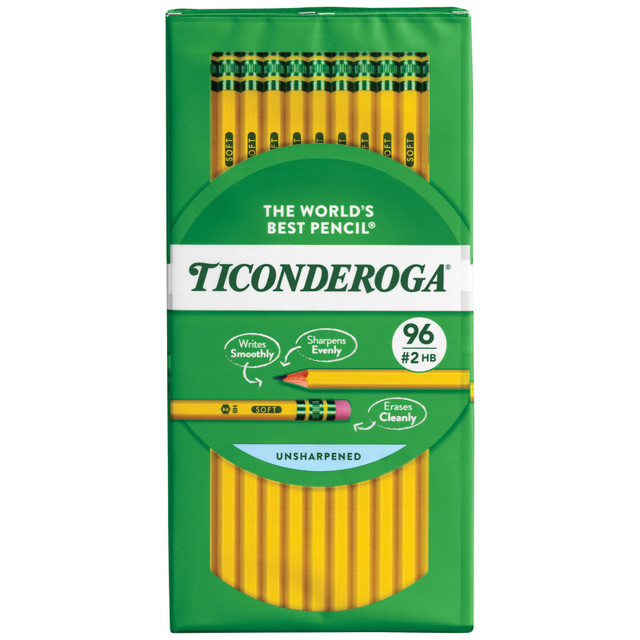 DIXON TICONDEROGA CO Ticonderoga® No. 2 Pencils, Unsharpened, Pack of 96