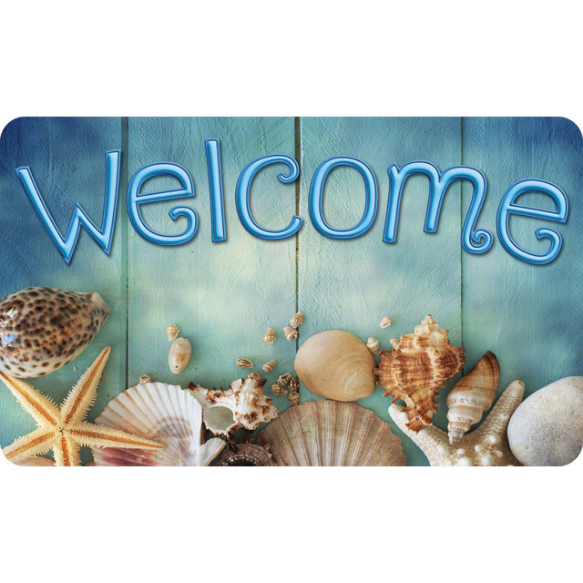 ASHLEY PRODUCTIONS Ashley Productions® The Original Fun Mat™, Welcome Mat, 18" x 30", Beach Life Welcome