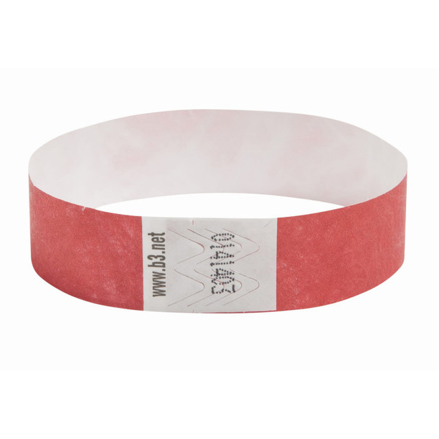 BAUMGARTENS INC SICURIX Sequentially Numbered Security Wristbands, 3/4", Red, Pack of 100